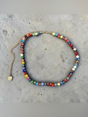 Plunder Multicolor Millefiori Glass Bead Necklace